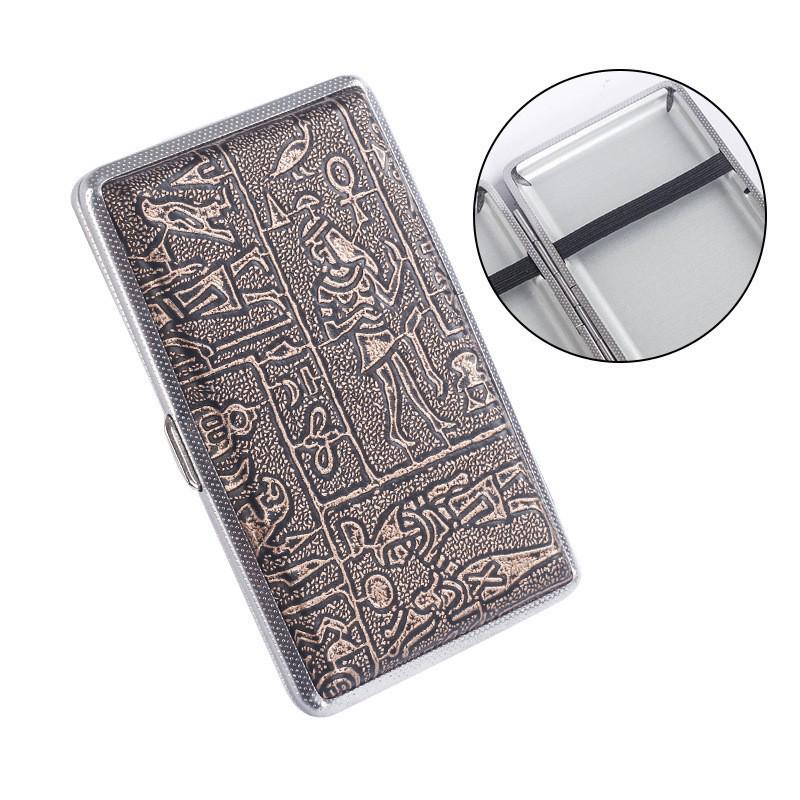 Black Leather Slim Cigarette Case with Rubber Band - Holds 20, Men's Portable and Stylish Smoking Accessory