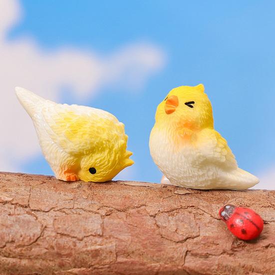 3Pcs Miniature Parrot Figurines Desktop Ornament Adorable Resin Bird Decor for Fairy Gardens & Terrariums