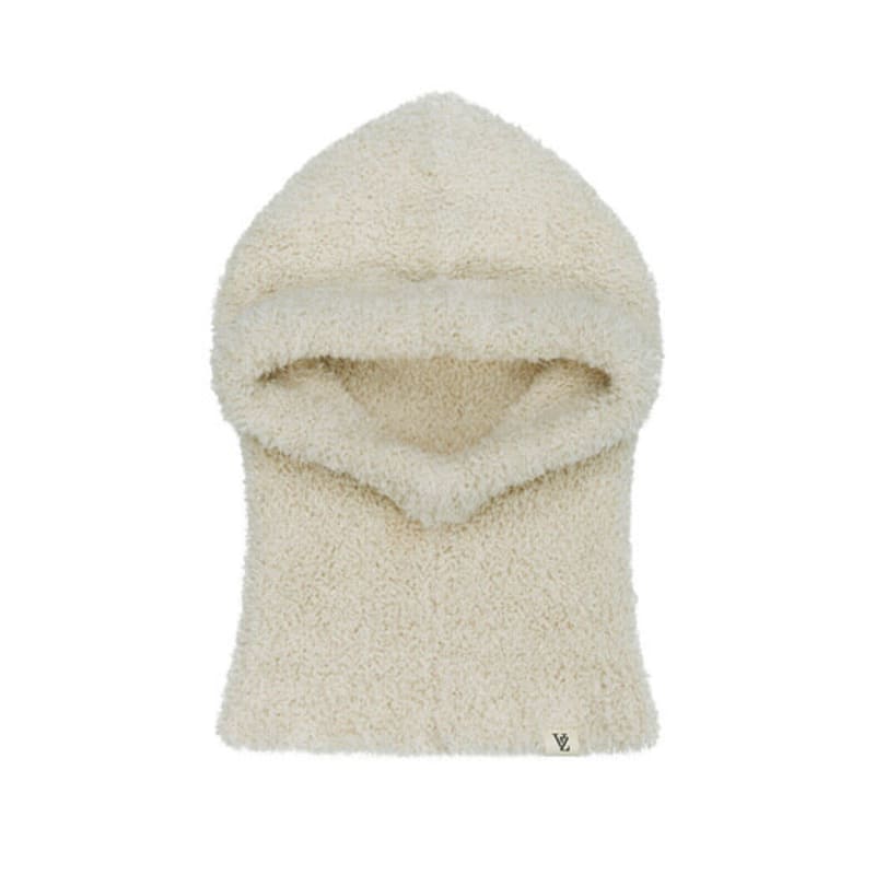 VARZAR Monogram Label Soft Knit Balaclava Cream
