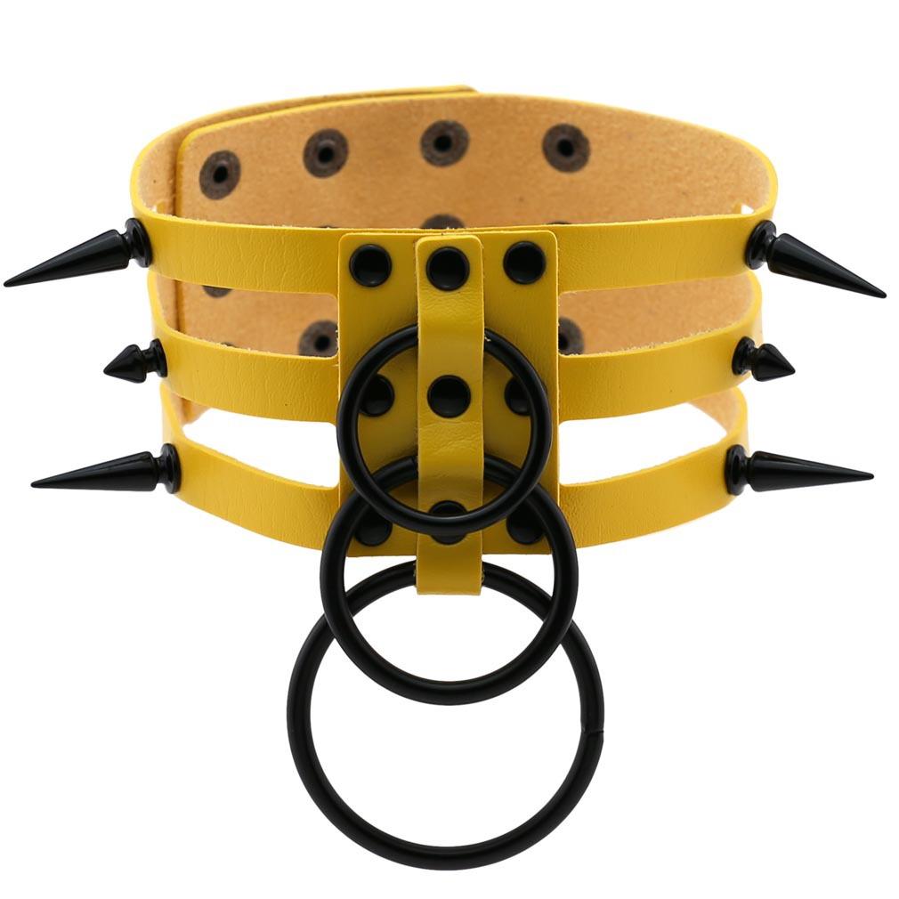 Fashion Women Men Black Rivet Leather Bondage Choker Necklace Punk Circle Spike Goth Collar Harajuku Necklaces Emo Witch Jewelry