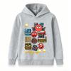 Kids Boys Girls Hoodie Cartoon Red Ball Angry Monsters Print Casual Pullover Hooded Sweatshirt For Children Daily Wear