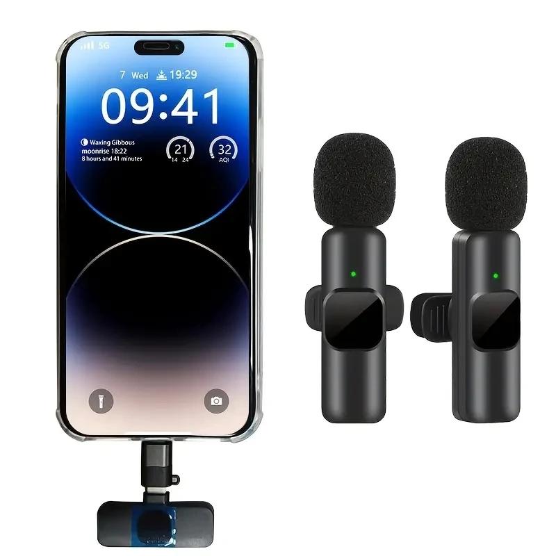 2.4G Wireless Lavalier Microphone Noise Cancelling Audio Video Recording For iPhone/iPad/Android/Xiaomi/Samsung Live Game Mic