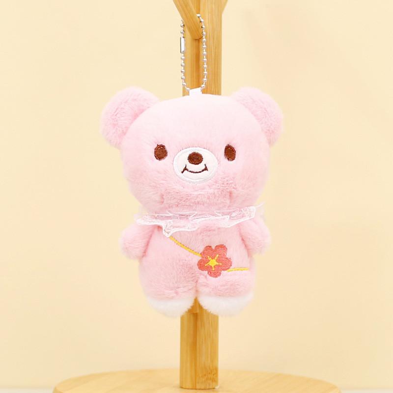 Adorable Teddy Bear Plush Keychain Cute Cartoon Animal Bag Accessory Couple Charm Pink Bear
