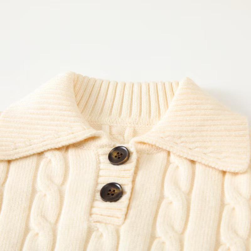 Infant Striped Polo Collar Sweater - Cable Knit Pullover for Babies