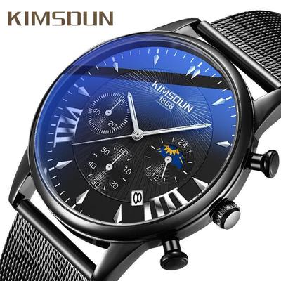 KIMSDun Orologio da Uomo Marca Top Lusso Orologio Nuova Fase Lunare Stella Orologio da Uomo Studente Tendenza Moda Multifunzione Quarzo Forma Impermeabile Orologio da Uomo