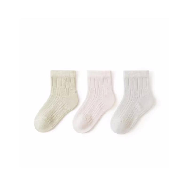 

Носки для новорожденных, 3 пары/компл., для девочек и мальчиков, От 0 до 5 лет, летние тонкие детские хлопковые сетчатые однотонные носки для малышей, 2024 г. S