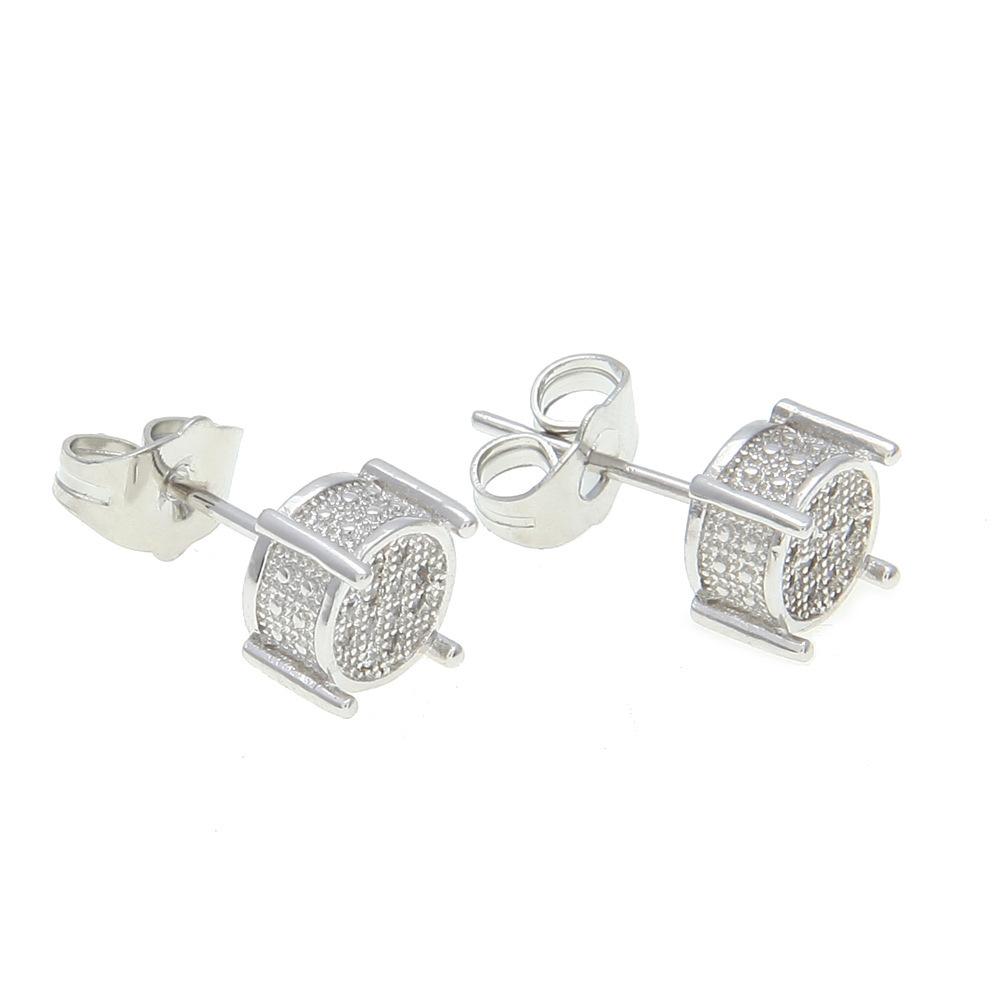 Hip-hop micro-inlaid jewelry European and American stud earrings Zircon micro-inlaid round stud earrings Source EBay Source Accessories