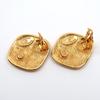 CHANEL Rhombus Earring Matelasse vintage Plated Gold 15.2g Women Used