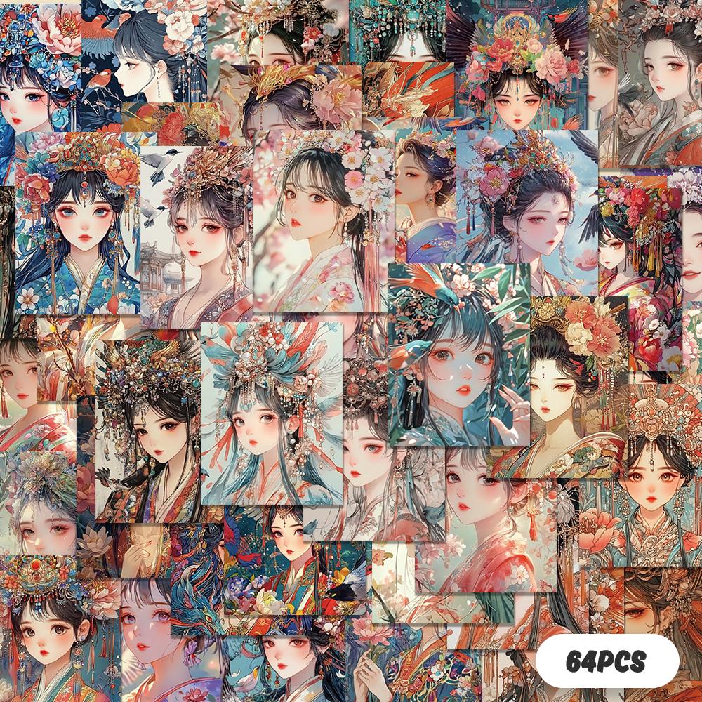 

64pcs, Antique Girl Creative Stickers, Stamp Stickers, DIY Scrapbooking, Books, Laptops, Mobile Phones, Holiday Gifts or Reward