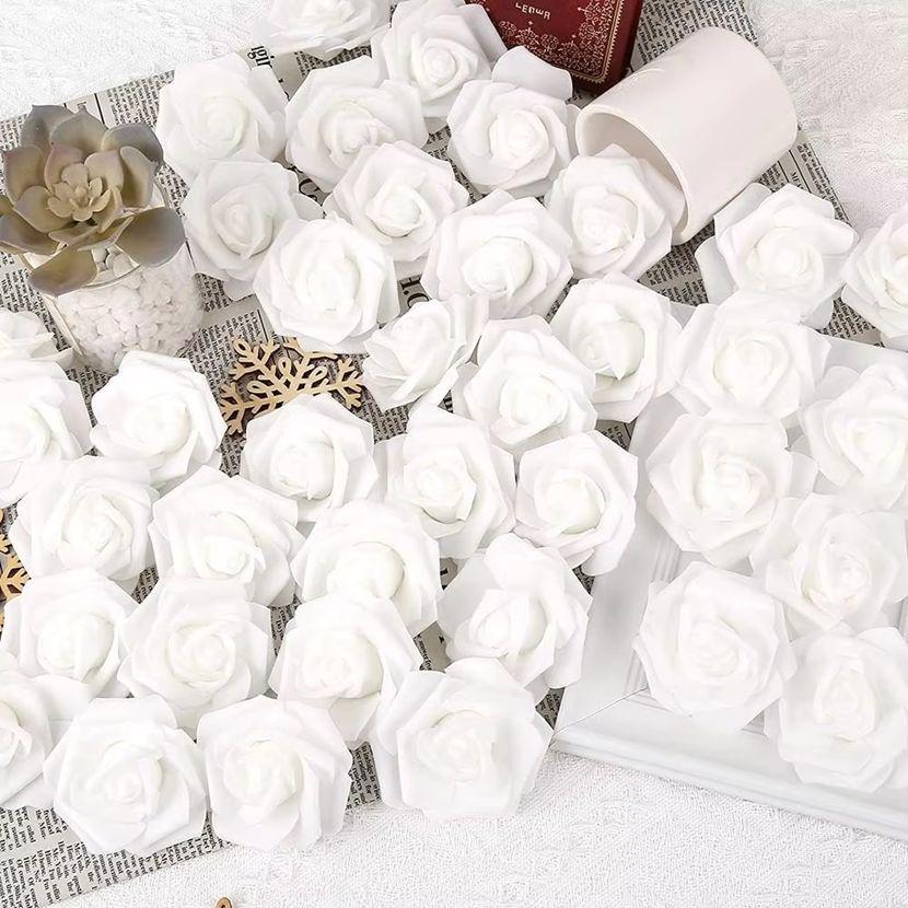 50/100PCS Artificial Flower Foam Rose Bouquet Festival Wedding Bride Bouquet Decor DIY Gift Wreath Outdoor Garden Party Ornament