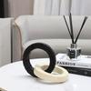 Black and White Marble Circular Knot Statue, Desktop Decoration, Creative Rope Knot Sculpture, Home Decoration Ornaments