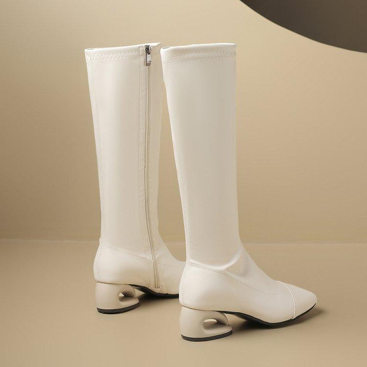 Square Toe Women's Long Boots 2026 Autumn Winter New Large Size Fashion Side Zipper Knight Boots Comfortable Chunky Heel Shoes