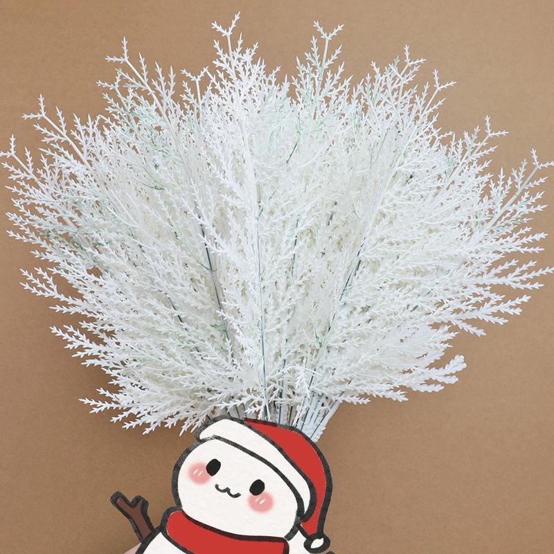 

10Pcs Artificial White Cypress Branches For Christmas Tree Decoration And Festive Atmosphere In Snowy Scenery New Year Gifts