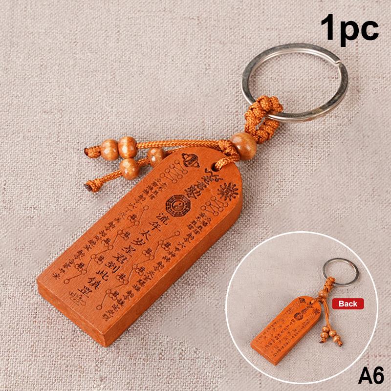 2026 Tai Sui Amulet Keychain Wood Carved Pendant Car Bag Charm Waist Hanging Protection Lucky Gift Feng Shui Safety Token