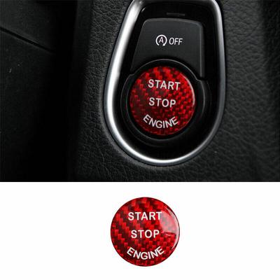 For BMW X3 X4 2018- Red Carbon Fiber Start Button Ignition Switch Cover Trim