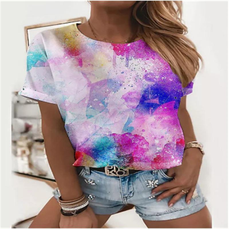 2025 Summer Women T-shirt 3D Cat Woman T Shirts Casual Streetwear O-Neck Short Sleeve Loose Tops 3XL Size Female Oversized Tees