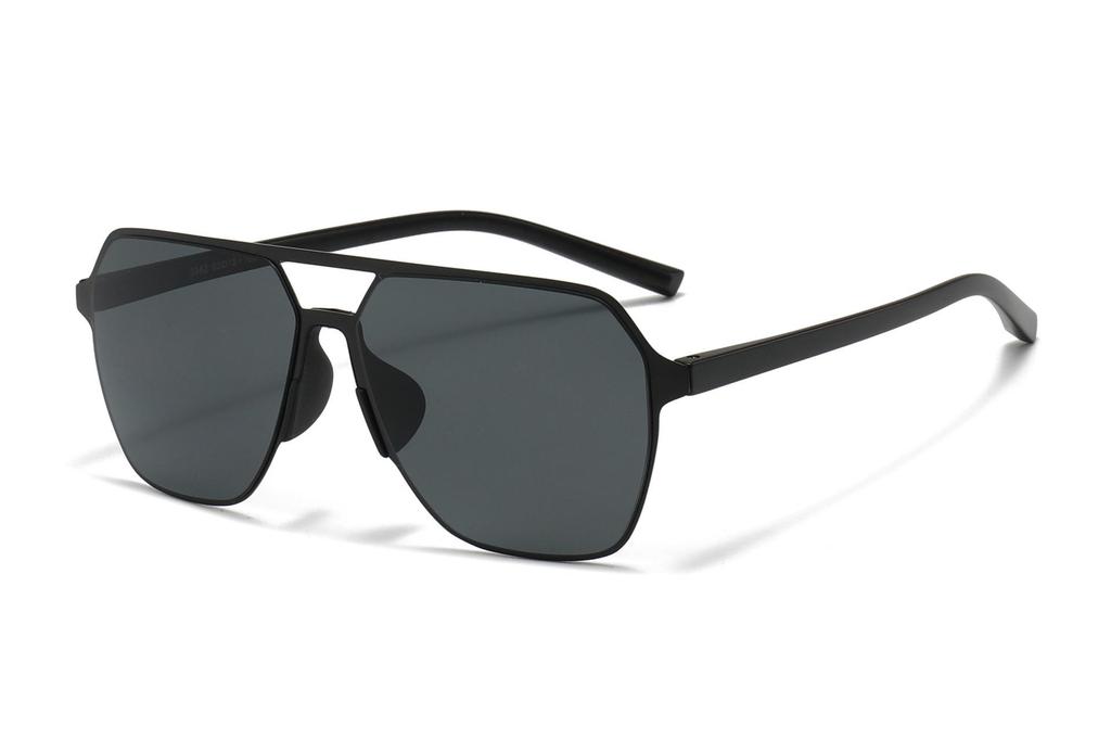 Fashion 2026 Square Frame Polarized Sunglasses for Men - Double Bridge, UV Protection, Ideal for Outdoor Driving
