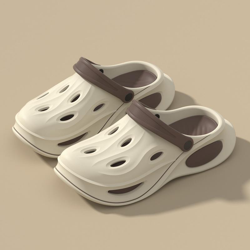 

Fashion Crestar Men Thick sole Sandals Outdoor Casual Breathable Non-Slip Beach Slippers Fashion New Waterproof Garden Shoes Holes Shoes 40-41 бежевый