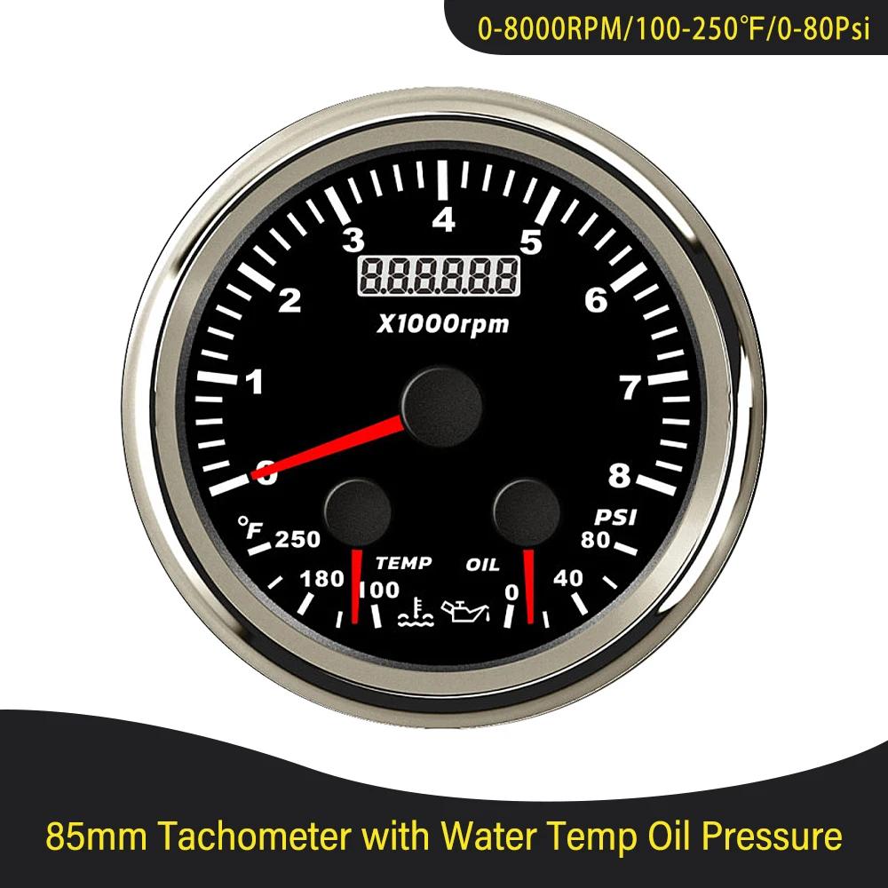 Waterproof Car Boat Universal 85mm GPS Speedometer Odometer with Fuel Level Tachometer Water Temp Oil Pressure Red Backlight