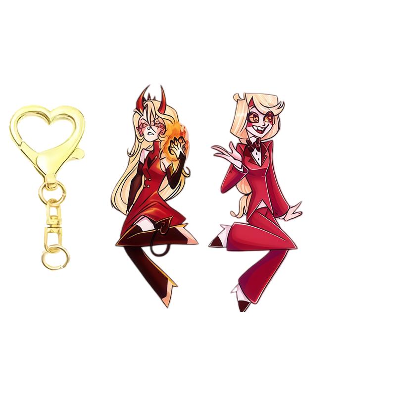 

6Cm Double Sided Printed Acrylic Keychain for Hazbin Hotel Vaggie Angel Dust Alastor Character keychain gift backpack pendant