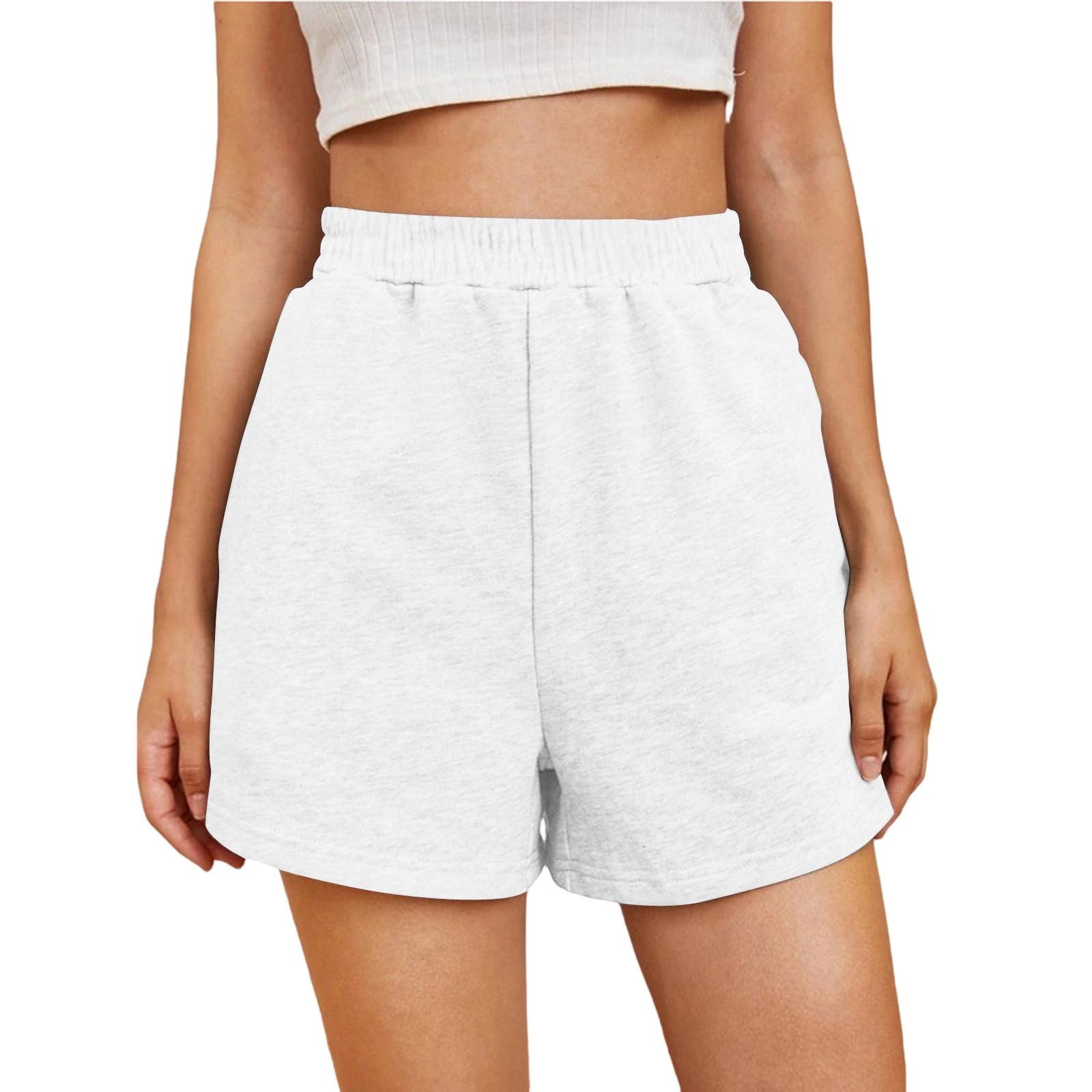 

Женские повседневные модные однотонные шорты с высокой талией и эластичным поясом XL белый