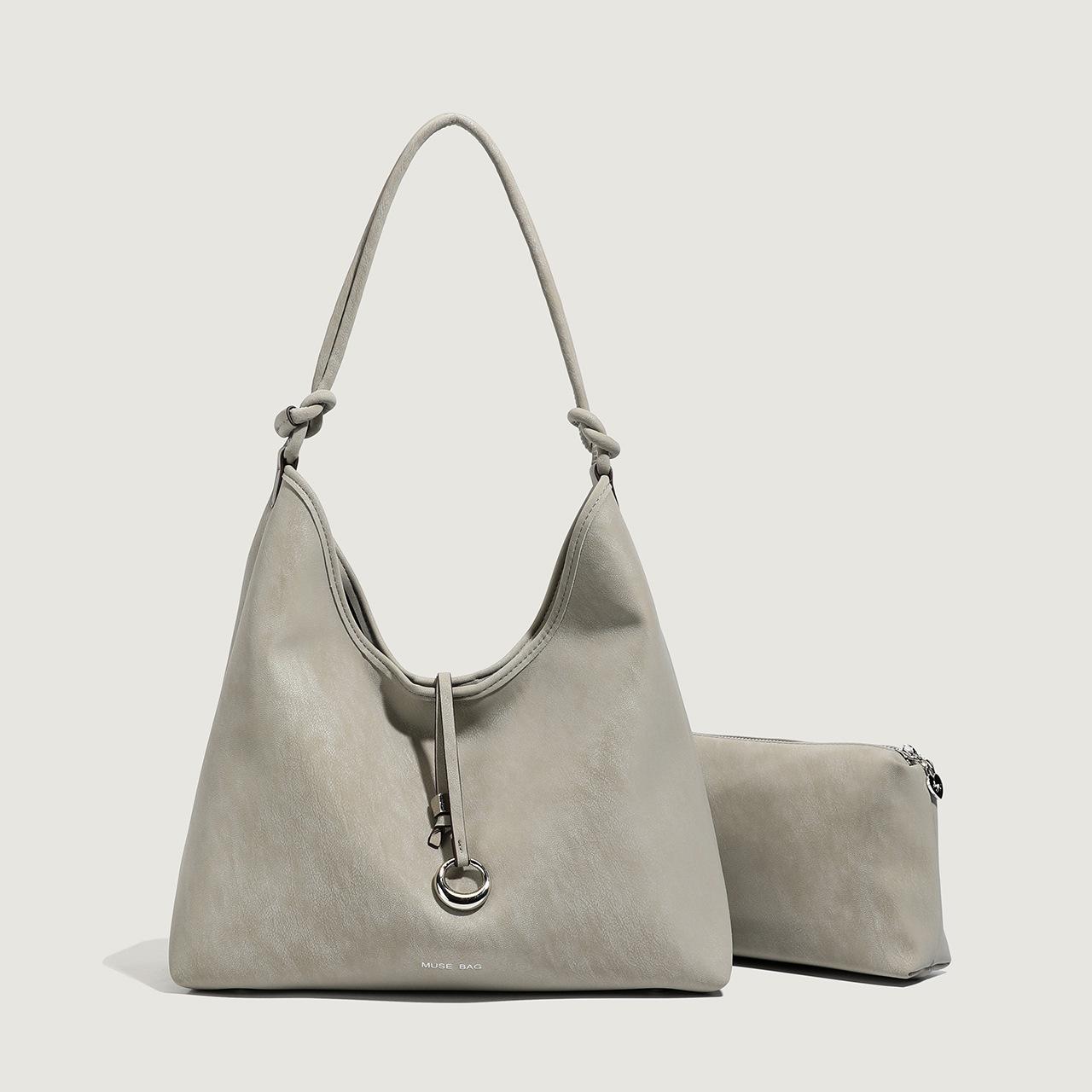 

Single Shoulder Bag, Simple and Relaxed Bag, Large Capacity Commuting Bag, Fashionable Mother and Child Bag, Versatile Retro Tote Bag шифер серый