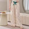 Cotton Silk Family Spring and Autumn Women's Cotton Silk Pajama Pants Wide-leg Pants Thin Artificial Cotton Can Be Worn Outside Casual Home Pants