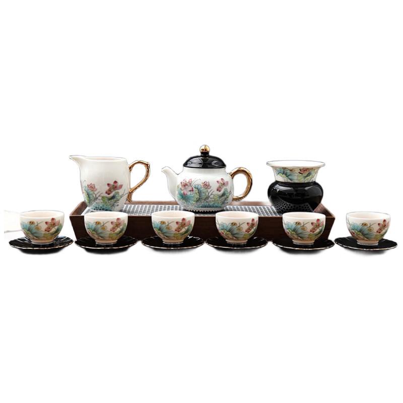Tang Hui Yuzhi Porcelain Gongfu Tea Set, Elegant Lotus Design