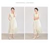 High-Quality Beaded Tencel Crepe Waist-Cinched French Aristocratic Style Tea Party Dress for Women