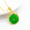 Dragon Card Emerald Pendant Fu Character Ping An Buckle Dragon Card Necklace Pendant Men and Women Neck Pendant Jewelry
