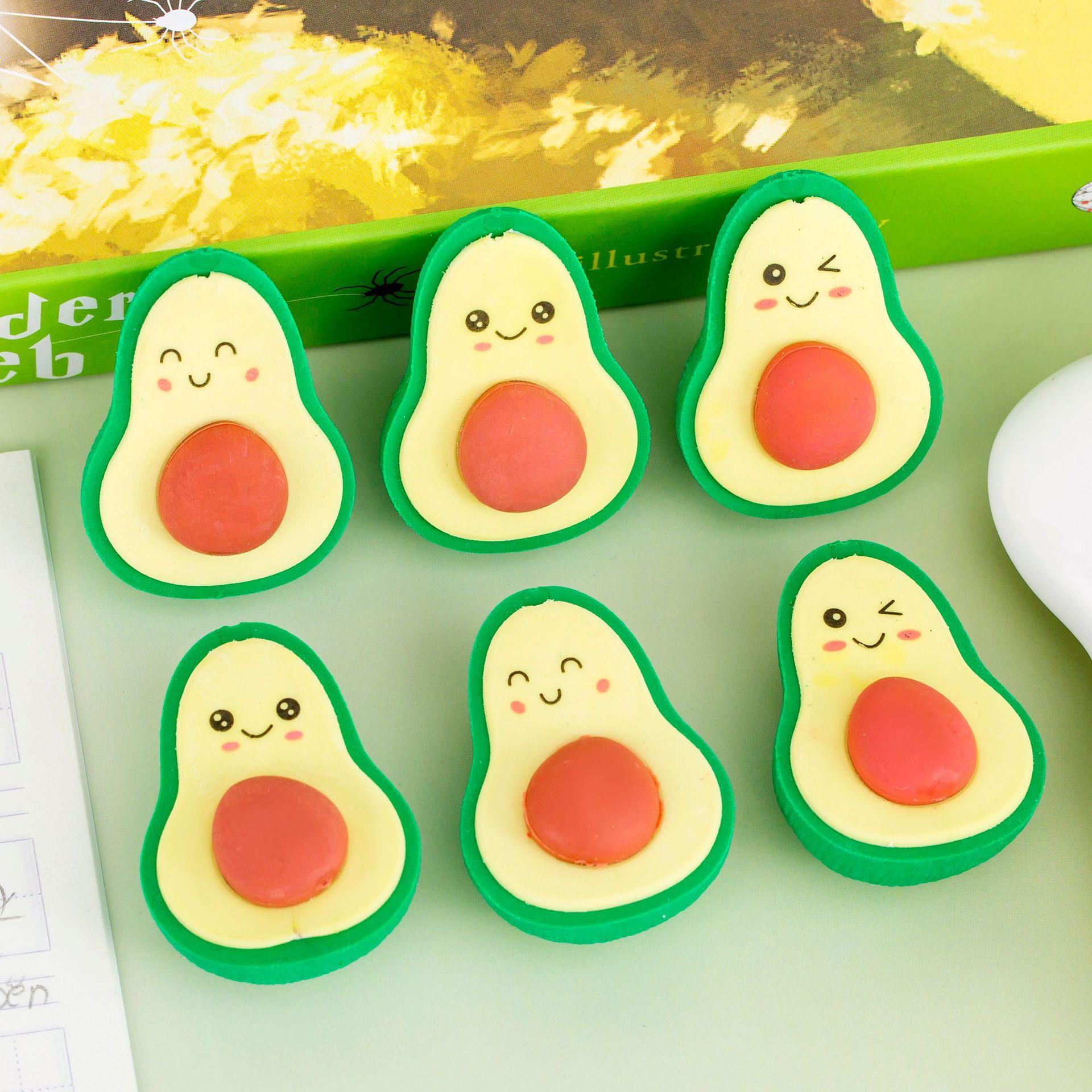 

Hot-selling Cute Emoji Avocado Shape Eraser Student Stationery End of Term Christmas Day Gift Prizes Rewards