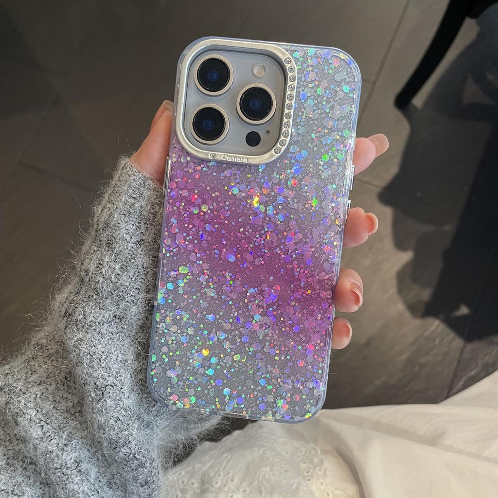 Gradual Change Starry Sky Glitter Applicable To Apple 16promax Mobile Phone Case iPhone15 Masonry Frame 14 Anti-drop 13/12