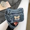 Vintage Denim Bag Women's Crossbody Bag Large Capacity Multi-Pocket Lightweight Shoulder Bag
