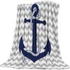 Flannel Luxury Lightweight Cozy Couch/Bed Super Soft Warm Plush Microfiber Throw Blanket,Nautical Navy Anchor,Gray and White