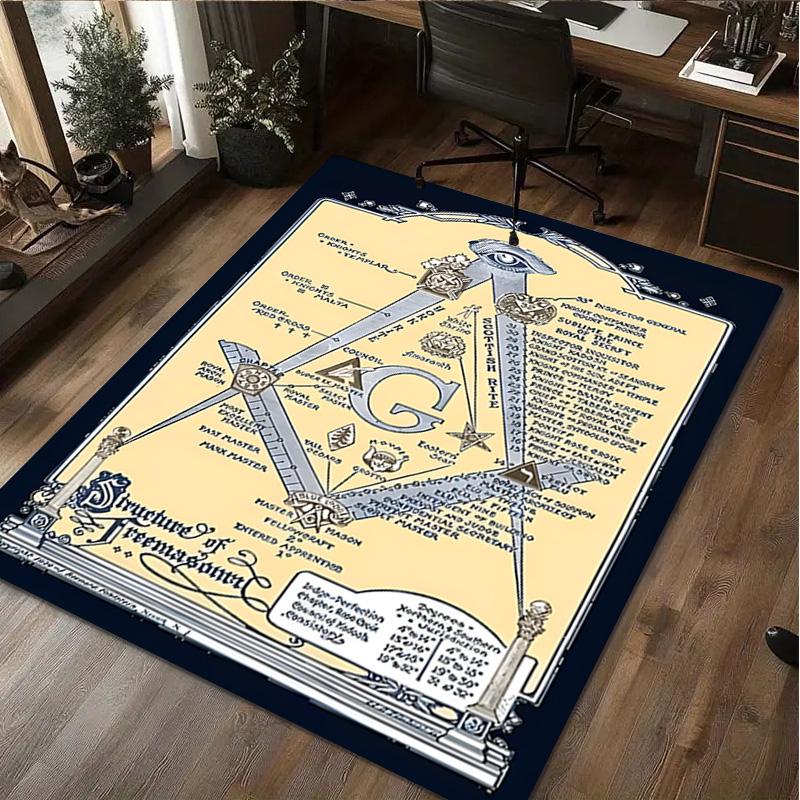 1 Tapis Imprimé Franc-Maçon - Tapis de Décoration Intérieure Pour Salon Chambre Sol Zone de Chaise d'Ordinateur Tapis