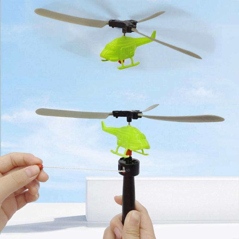 6pcs/set Pull String Helicopter Toy Random Color Recommended for Children 3 and Up Wonderful for Outdoor Fun Gatherings