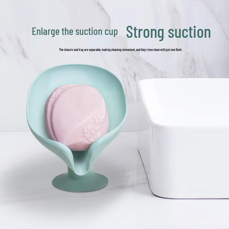 No-Drain Lotus Leaf Suction Soap Dish - Drill-Free, Water-Resistant Holder for Bathroom Vanity
