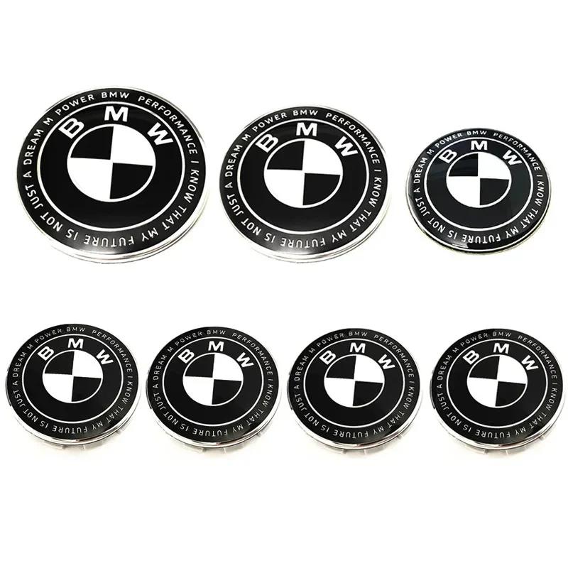7Pcs 82mm 74mm 56mm 45mm Used For The 50th Anniversary Of BMW/new Black And White Badge ABS Badge For Wheel Rim And Hub Cap