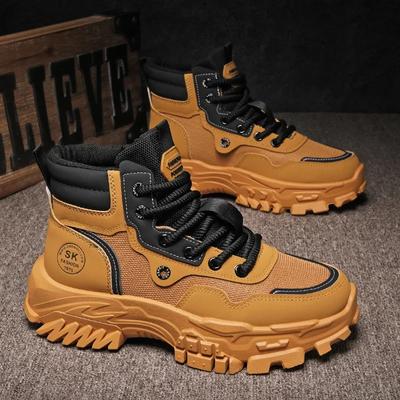 2024 New Men's Boots High Top Motorcycle Boots Fashion Leather Shoes Casual Outdoor  Ankle Boots Male Sneakers Bota Masculina