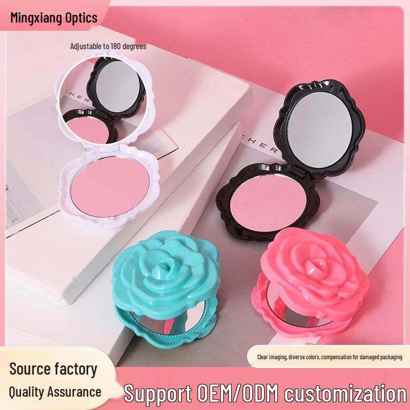 Portable Rose Flip-Top Double-Sided Compact Mirror - Small Gift for Girls