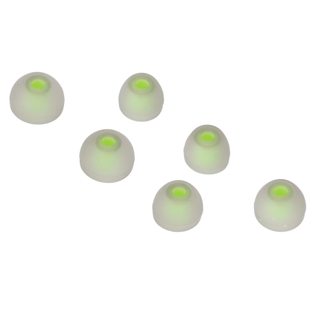 3 Size 6 Pcs Replacement Earplugs Soft Silicone Eartips Noise Reducing Earbuds for EarphonesGreen