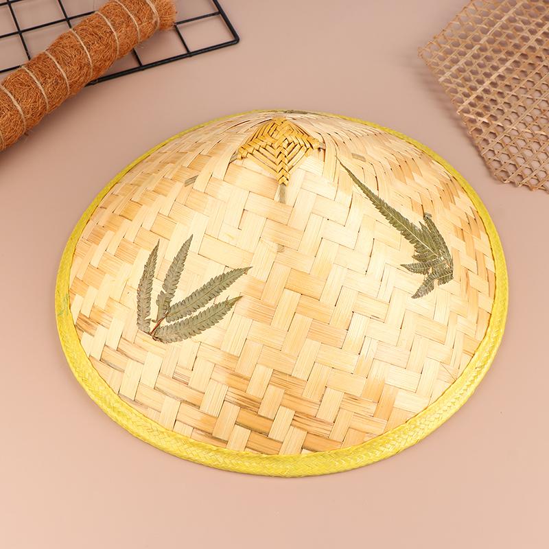1PC Chinesischer Retro-Fischerhut aus Bambus-Rattan, handgefertigt, gewebt, Stroheimerhut, Tourismus, Regen, Tanzrequisiten, Kegel, Angeln, Sonnenschirmhut