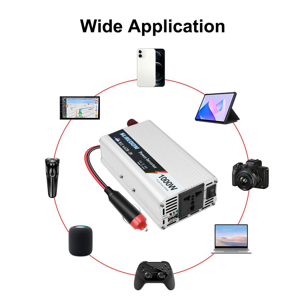 Car accessories with USB charger port DC 12V to AC 220V car inverter universal socket cigarette lighter plug/clip adapter switch LED indicator light