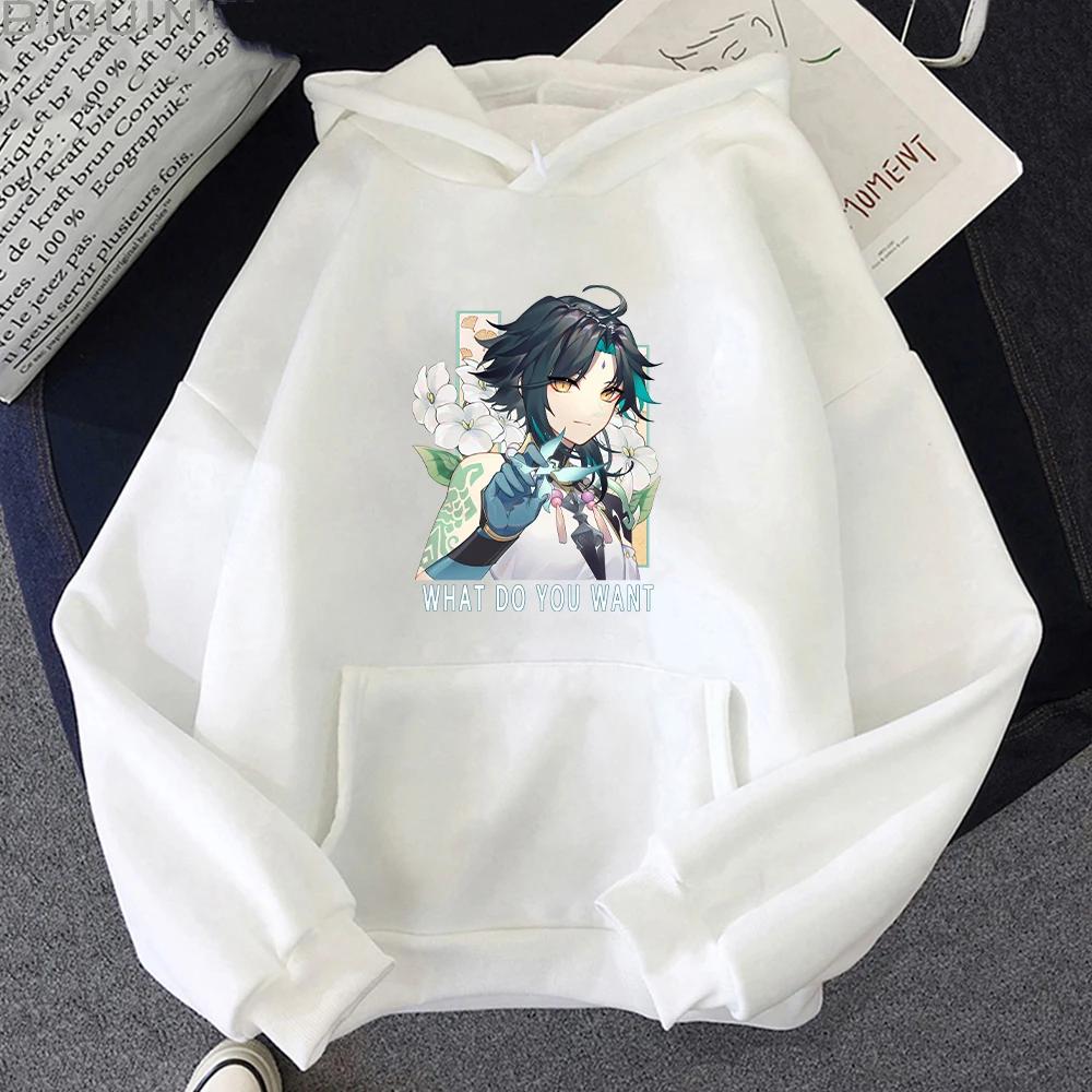 Hot Game Anime Hoodie Handsome Xiao Print Genshin Impact Punk Clothes Women Oversized Sweatshirt Men