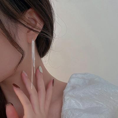 925 Sterling Silver Náušnice s dlouhým řetízkem na zapichování pro ženy Dívčí párty Elegantní šperky Eh244