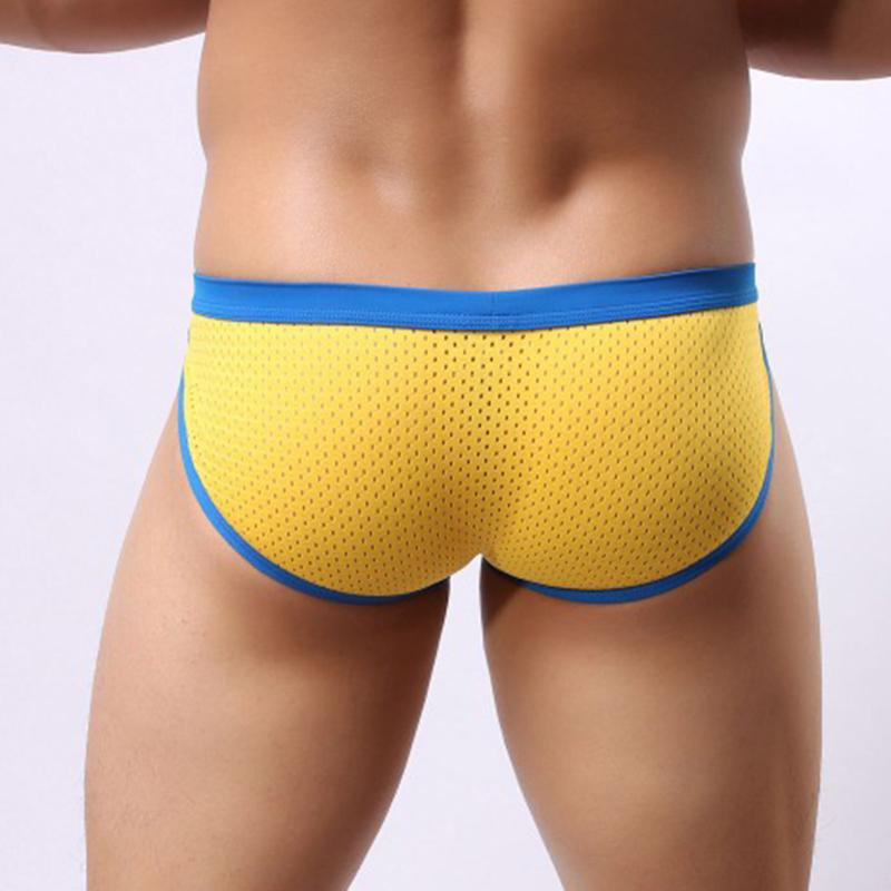 Men's Low Rise Contrast Color Briefs Sporty Athletic Mesh Quick-Dry Breathable Underpants