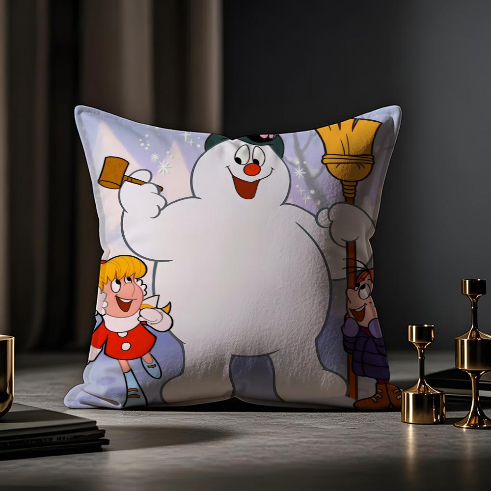 

Frosty The Snowman Cushion Cover Anti-dustmite Pillowcase Invisible Zipper Silky Short Plush Sofa Cushion Cover 30cmx30cm