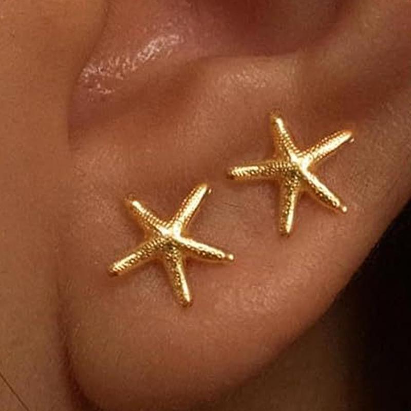 

Панк Металлические Серьги-гвоздики в виде Морской Звезды для Женщин Девочек Золотого Цвета Звезда Геометрические Темпераментные Серьги Летние Ювелирные Изделия Подарки