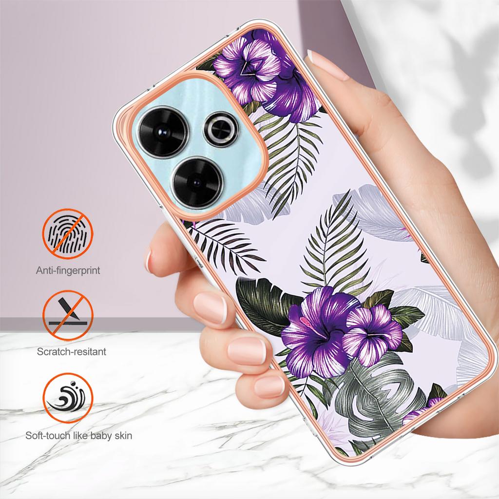 For Xiaomi Redmi 13 4G Case with IMD Marble Flower Pattern TPU Mobile Back Cover