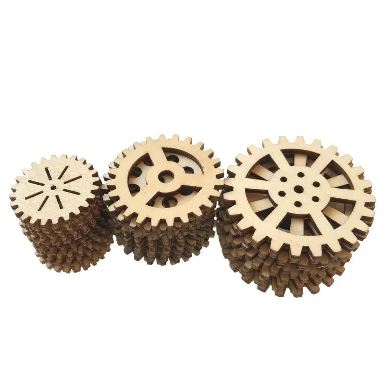 25 Stück Unbearbeitete Holzstücke Basteln DIY Malerei Dekorationen Mini Holz Zahnrad Puzzle Knöpfe